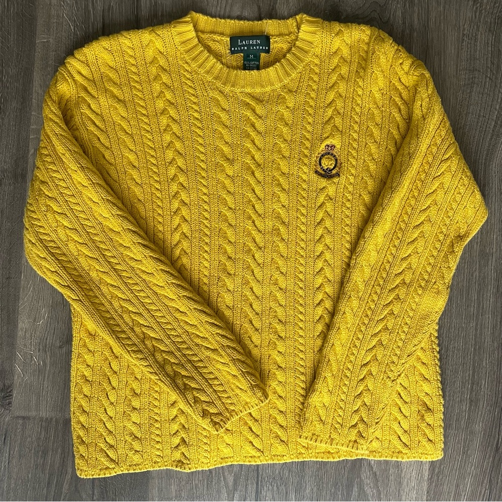 Ralph Lauren Mustard Cable Knit Sweater